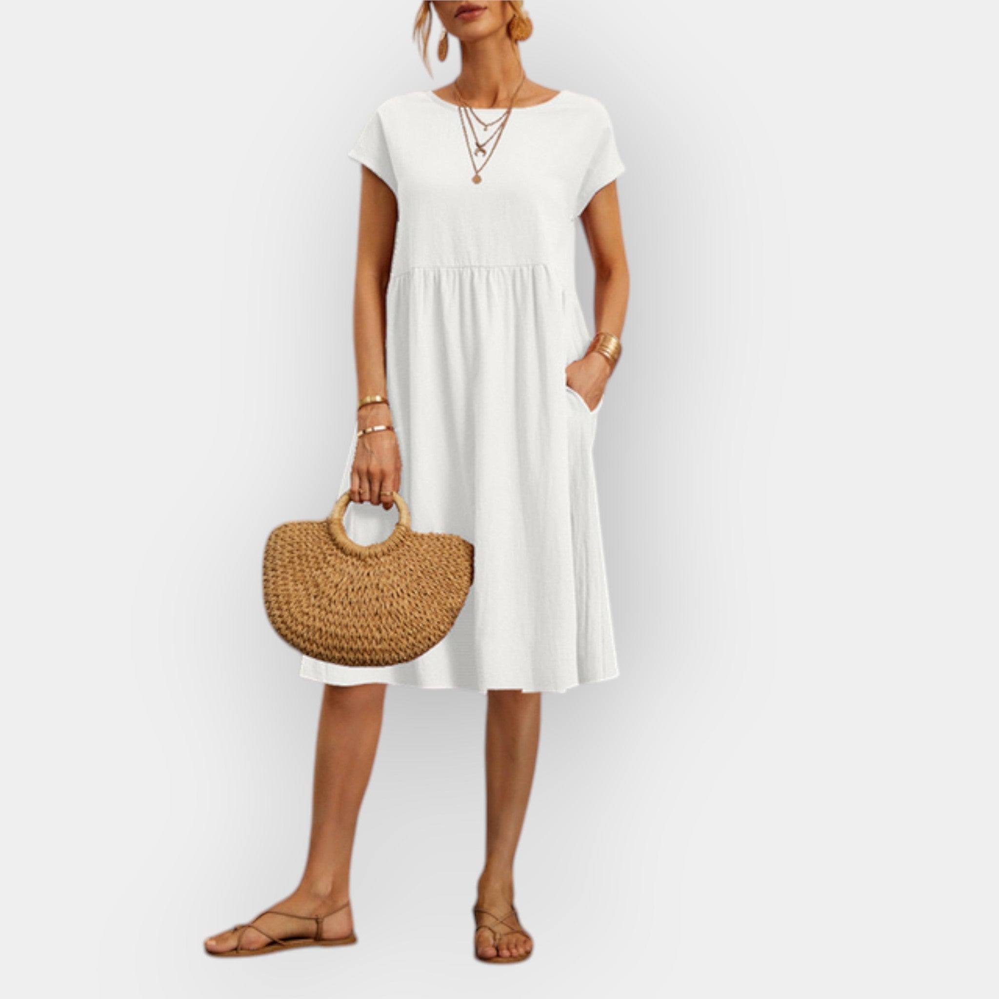Rochie Midi cu Linii Minimaliste
