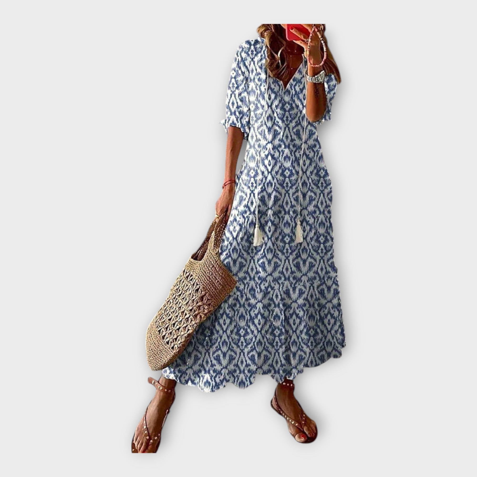 Rochie vintage cu broderie și decolteu în V