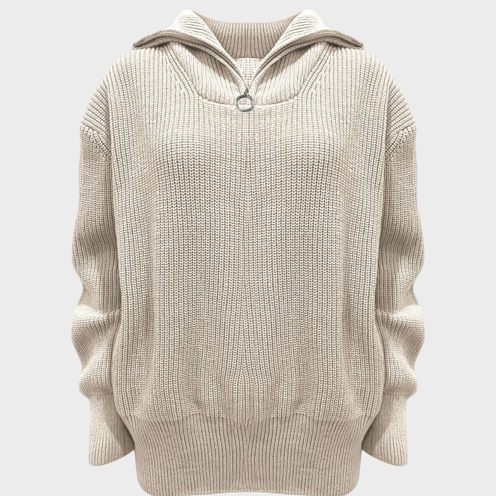 Eliana™ | High Neck Zipper Knit Sweater