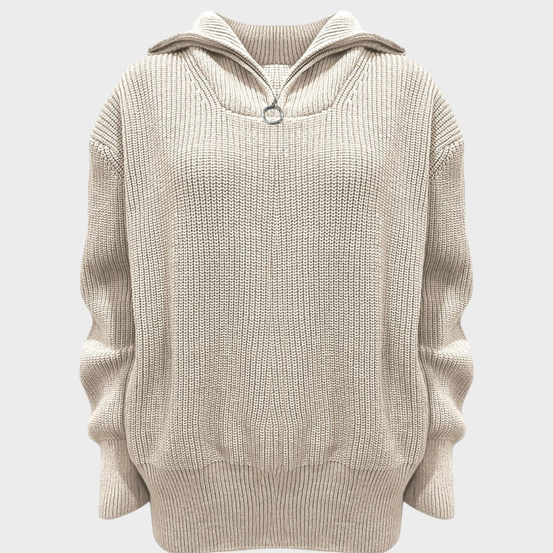Eliana™ | High Neck Zipper Knit Sweater