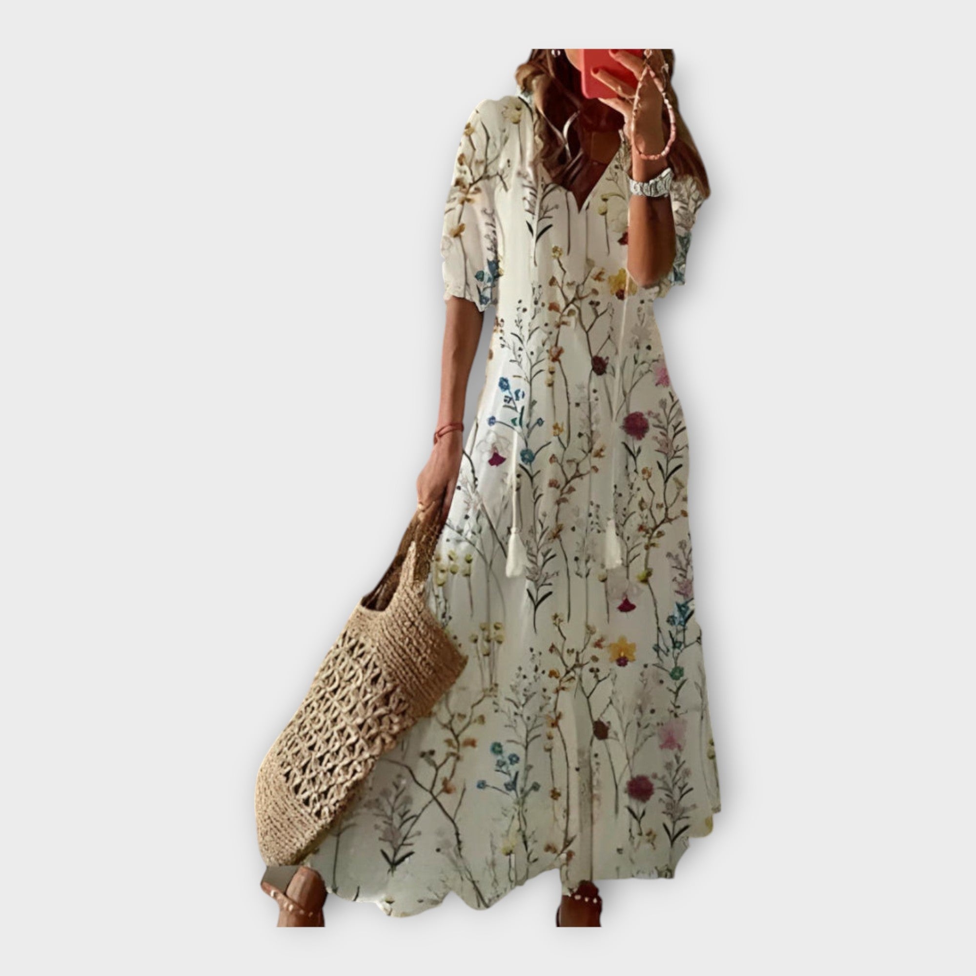 Rochie vintage cu broderie și decolteu în V