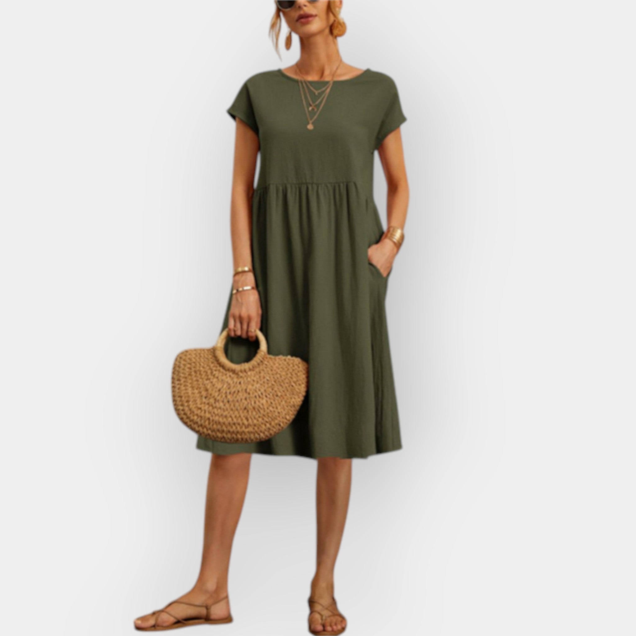 Rochie Midi cu Linii Minimaliste