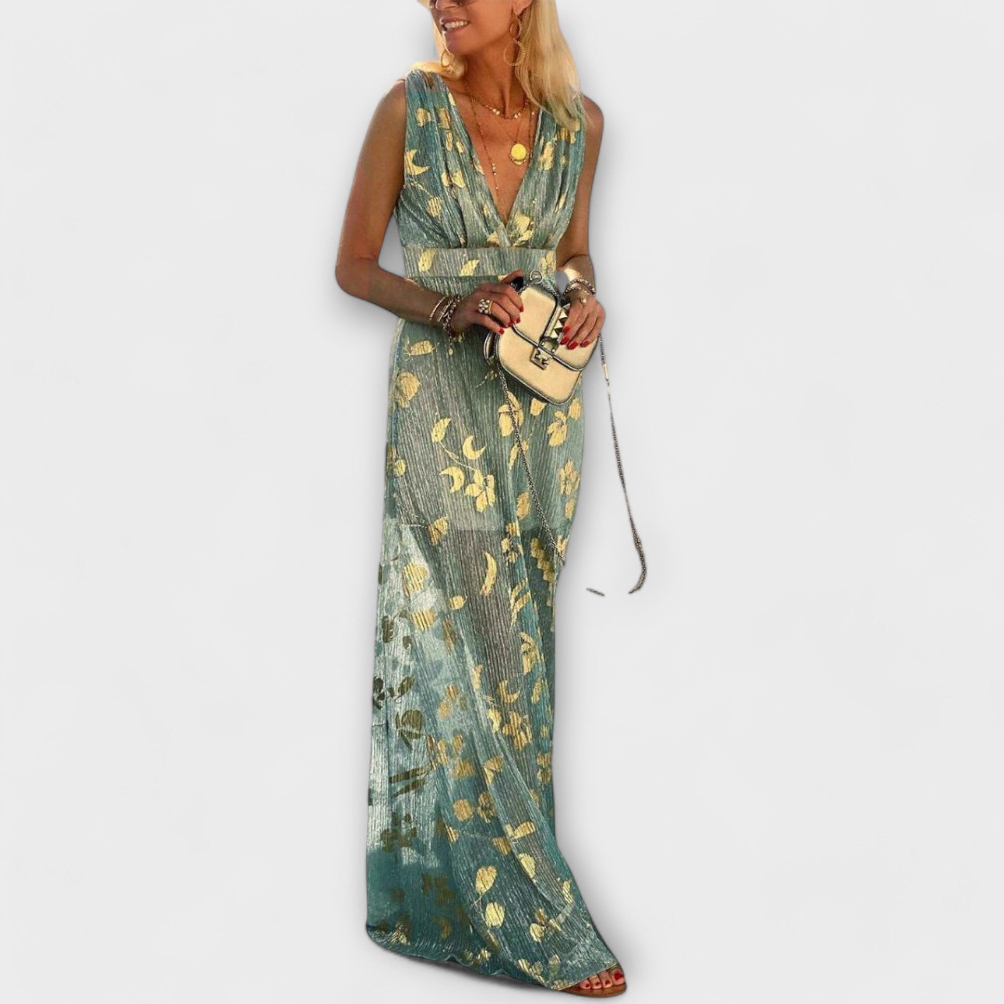 Tatiana - Smooth Dress with V-Shaped Neckline