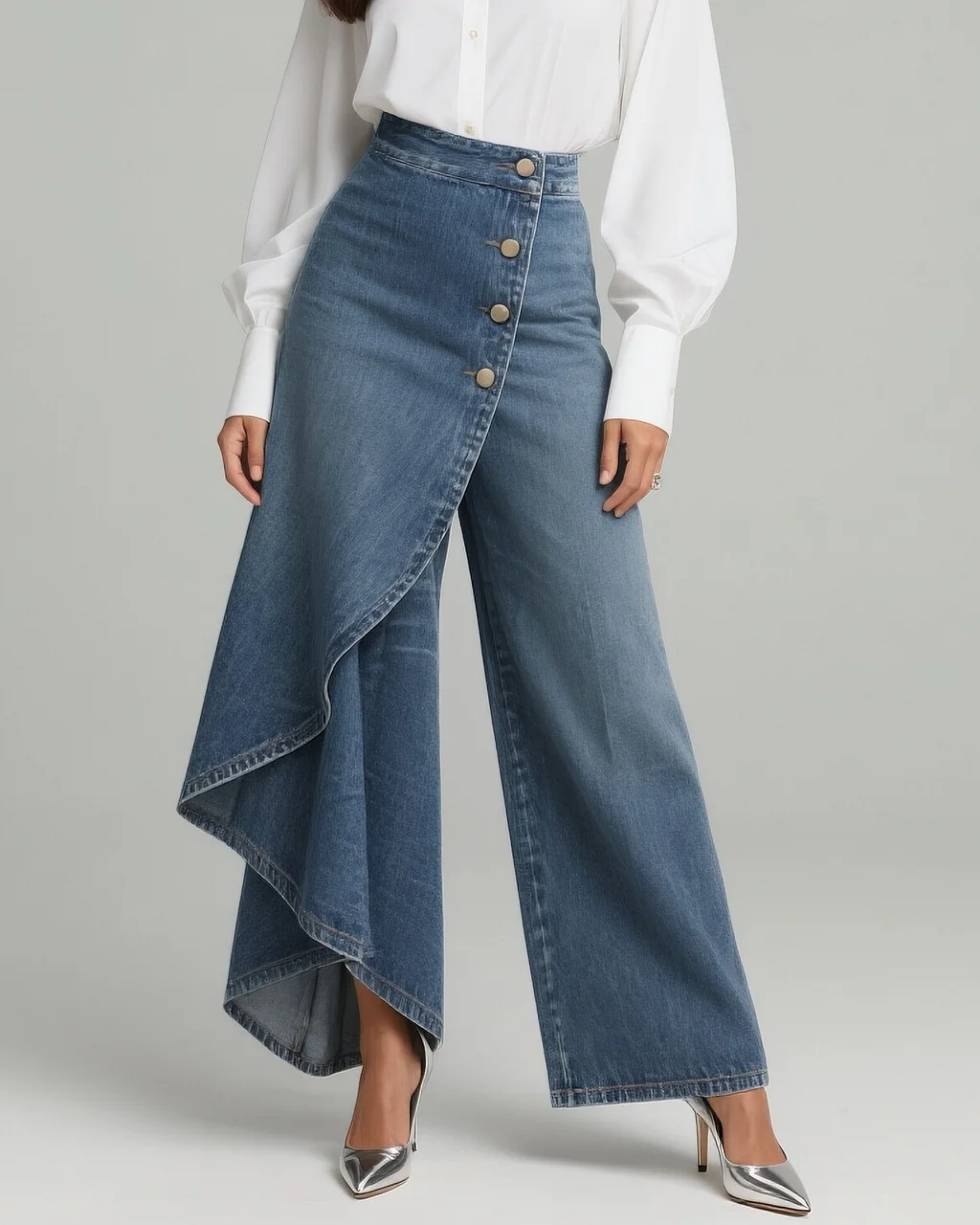 Ava™ – Blugi wrap cu picior lat din denim