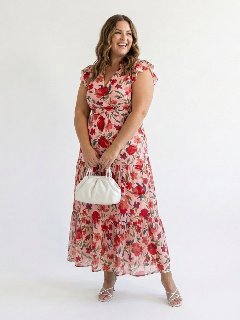 Lila | V-Neck Floral Midi Dress