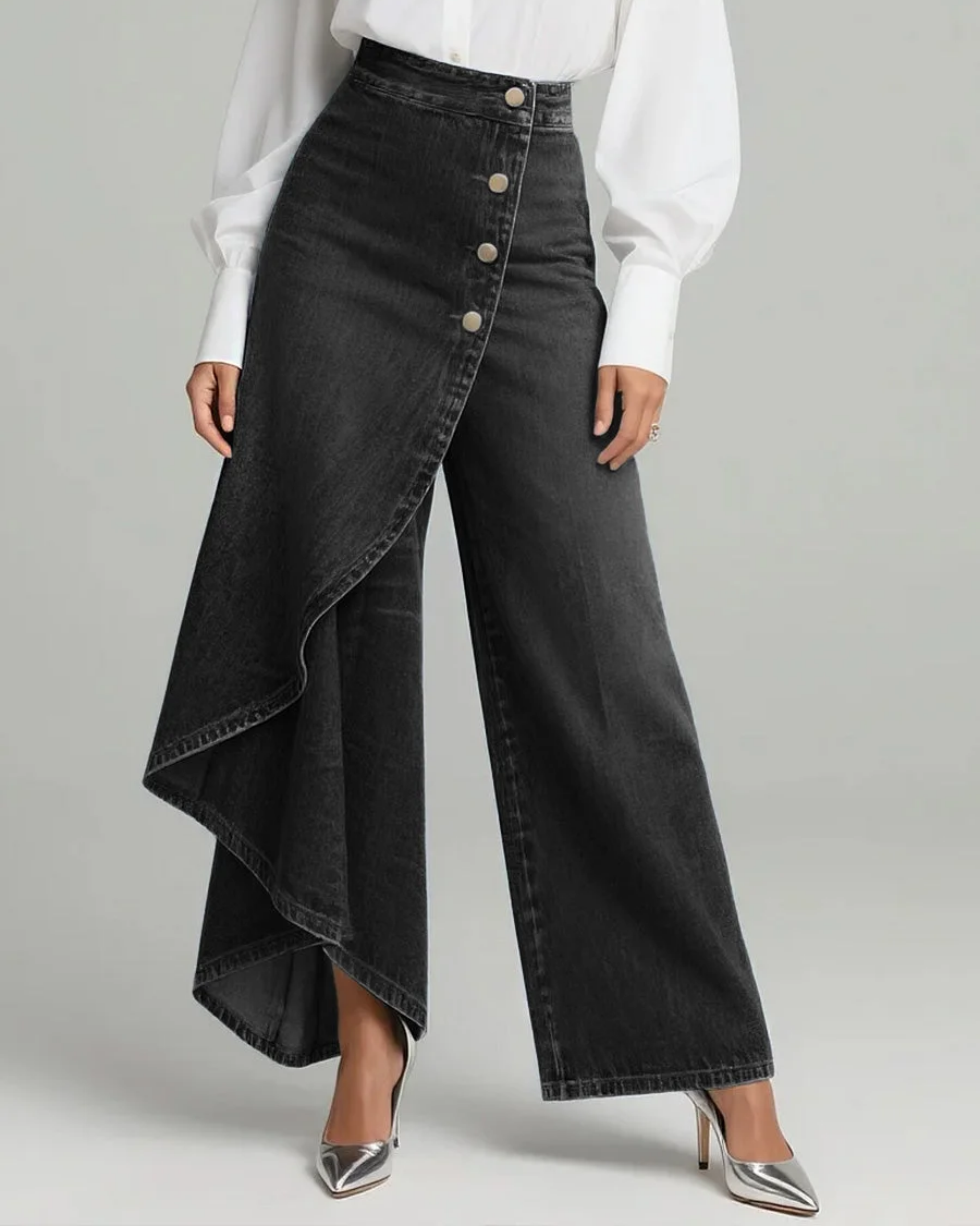 Ava™ – Blugi wrap cu picior lat din denim