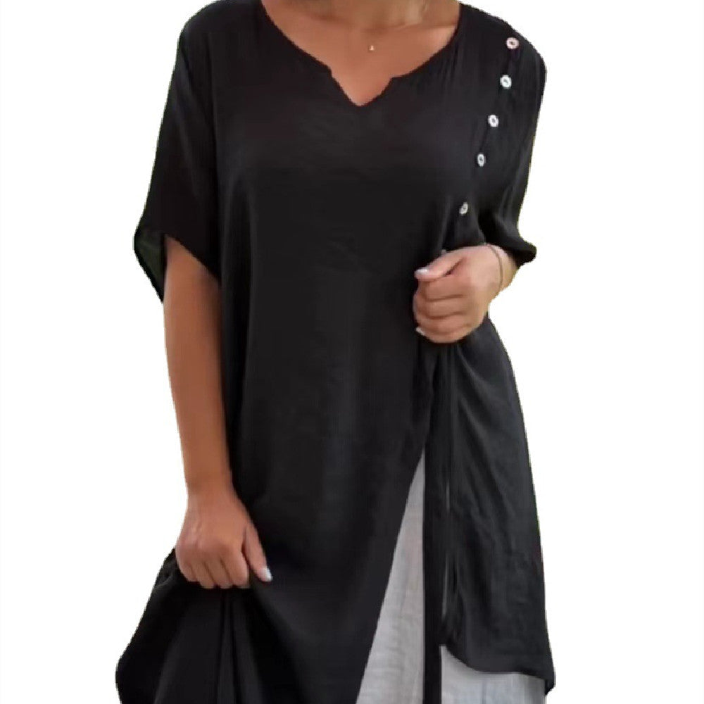 Fashion V-neck Short Sleeve Fake Dress