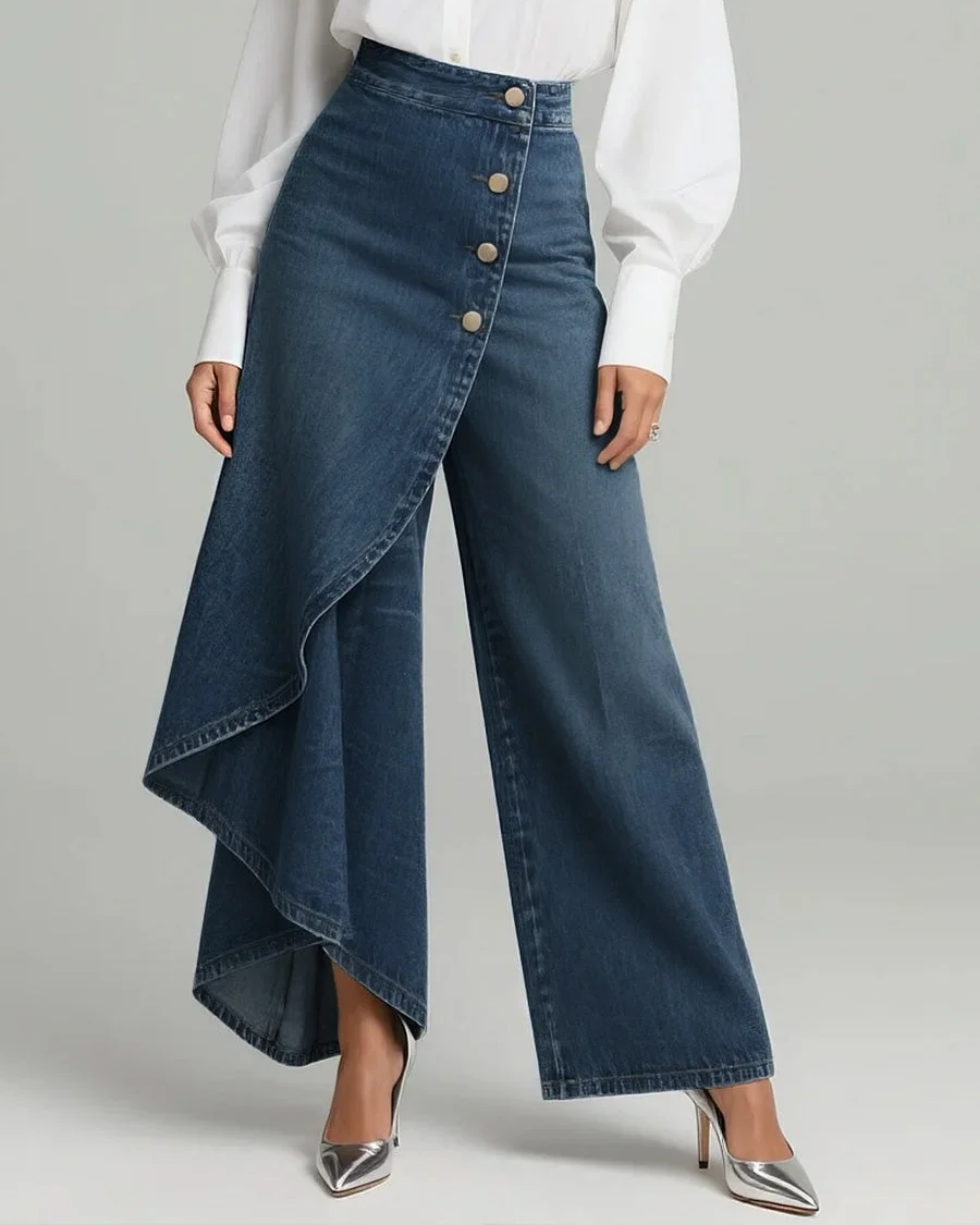 Ava™ – Blugi wrap cu picior lat din denim