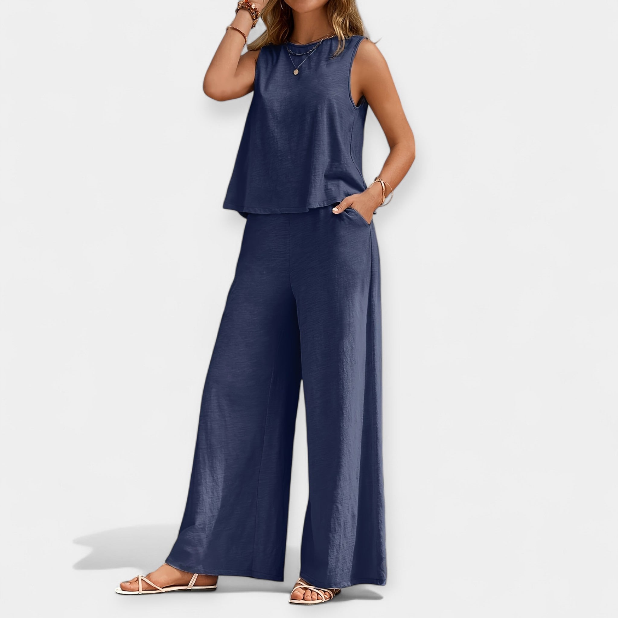 Sleeveless Top and Wide Pants Set