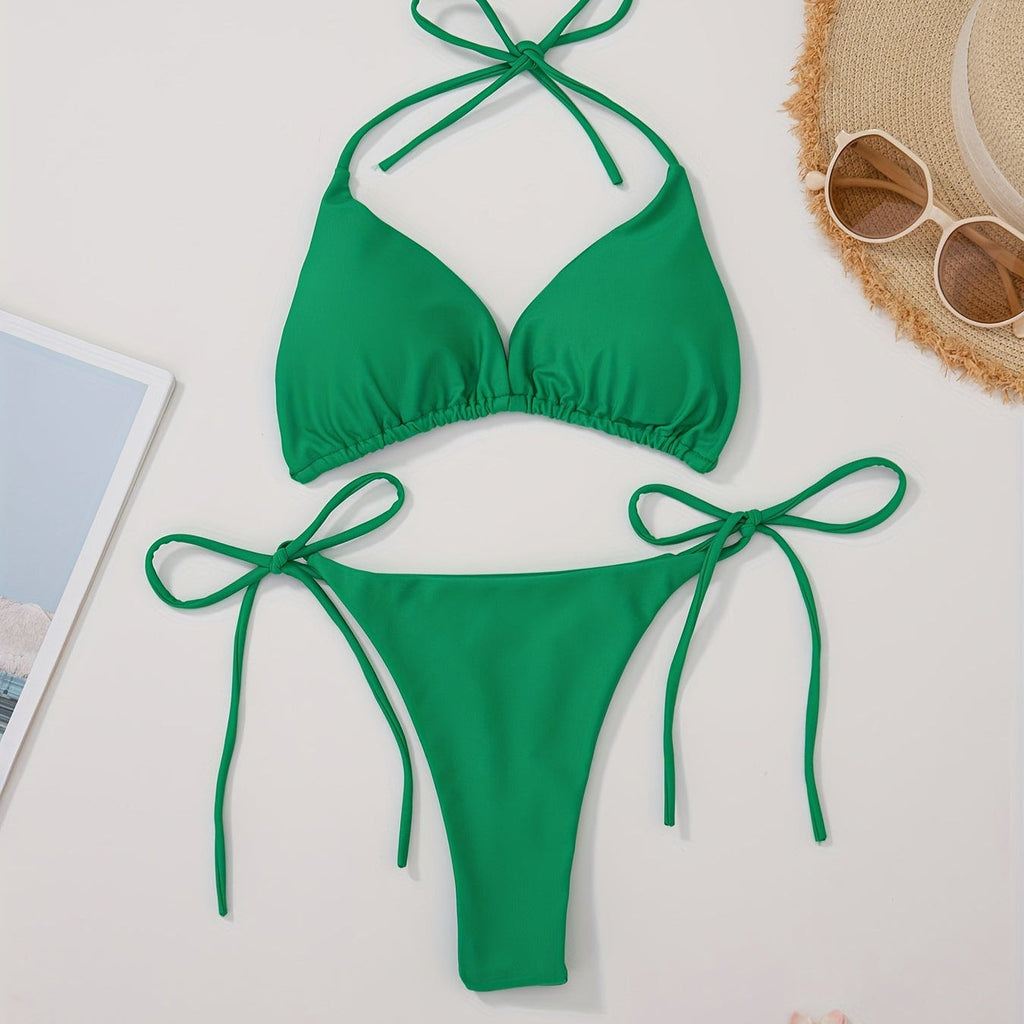 Halter Neck Bikini with V-Shaped Bottoms