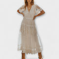 Helena - Midi Dress Lacey with V-Neck