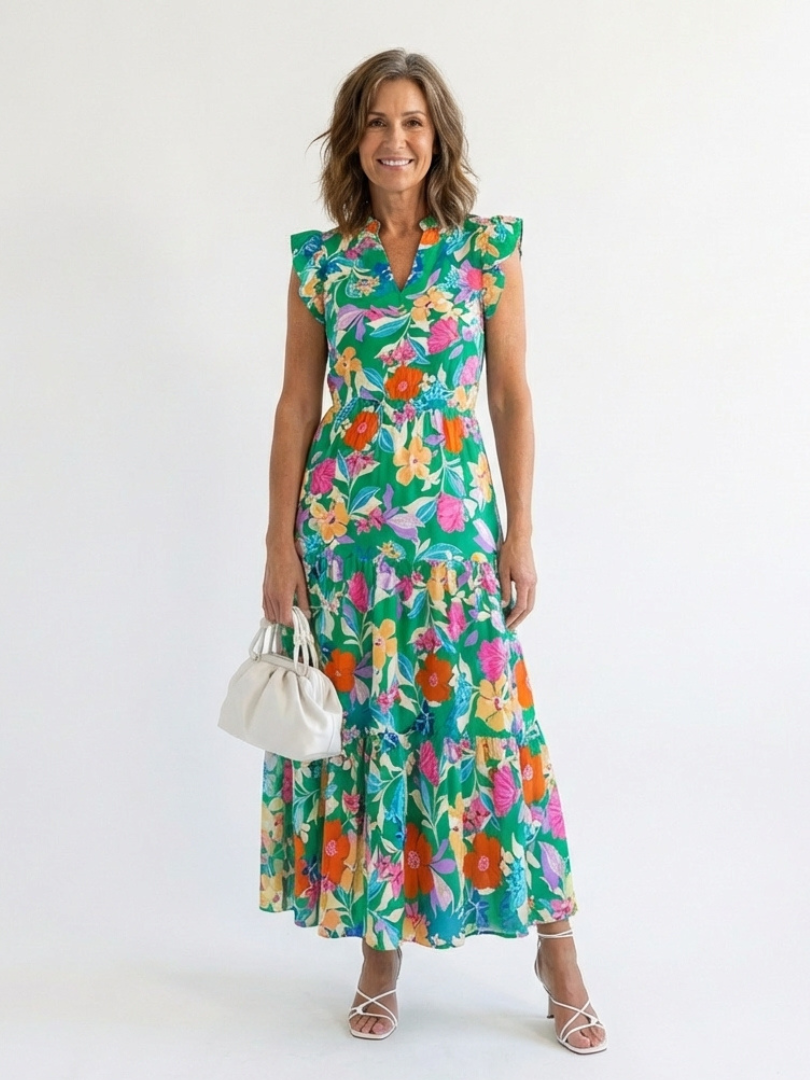 Lila | V-Neck Floral Midi Dress