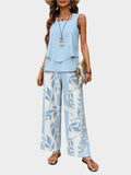 Summer Set with Sleeveless Sweater and Flared Pants with Print