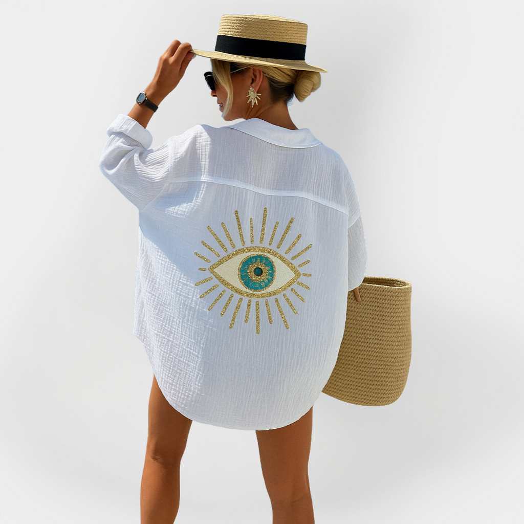 Beach Shirt with Eye Pattern