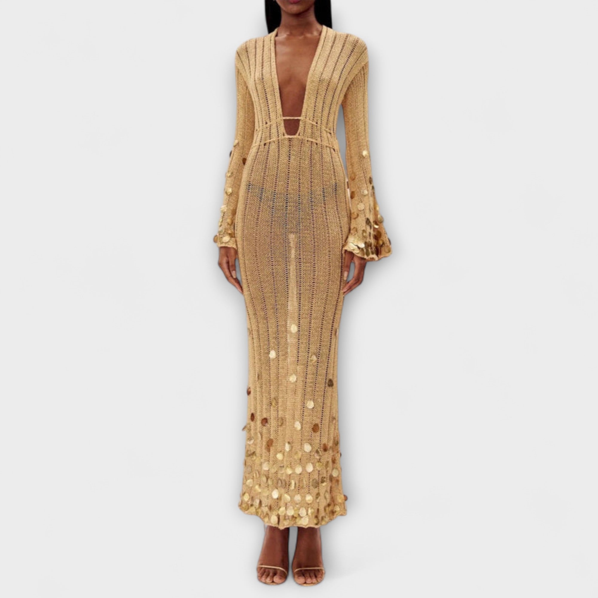 Golden Knitted Maxi Dress from Dolly
