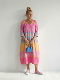Blake | Rochie Midi cu Dungi Gradient