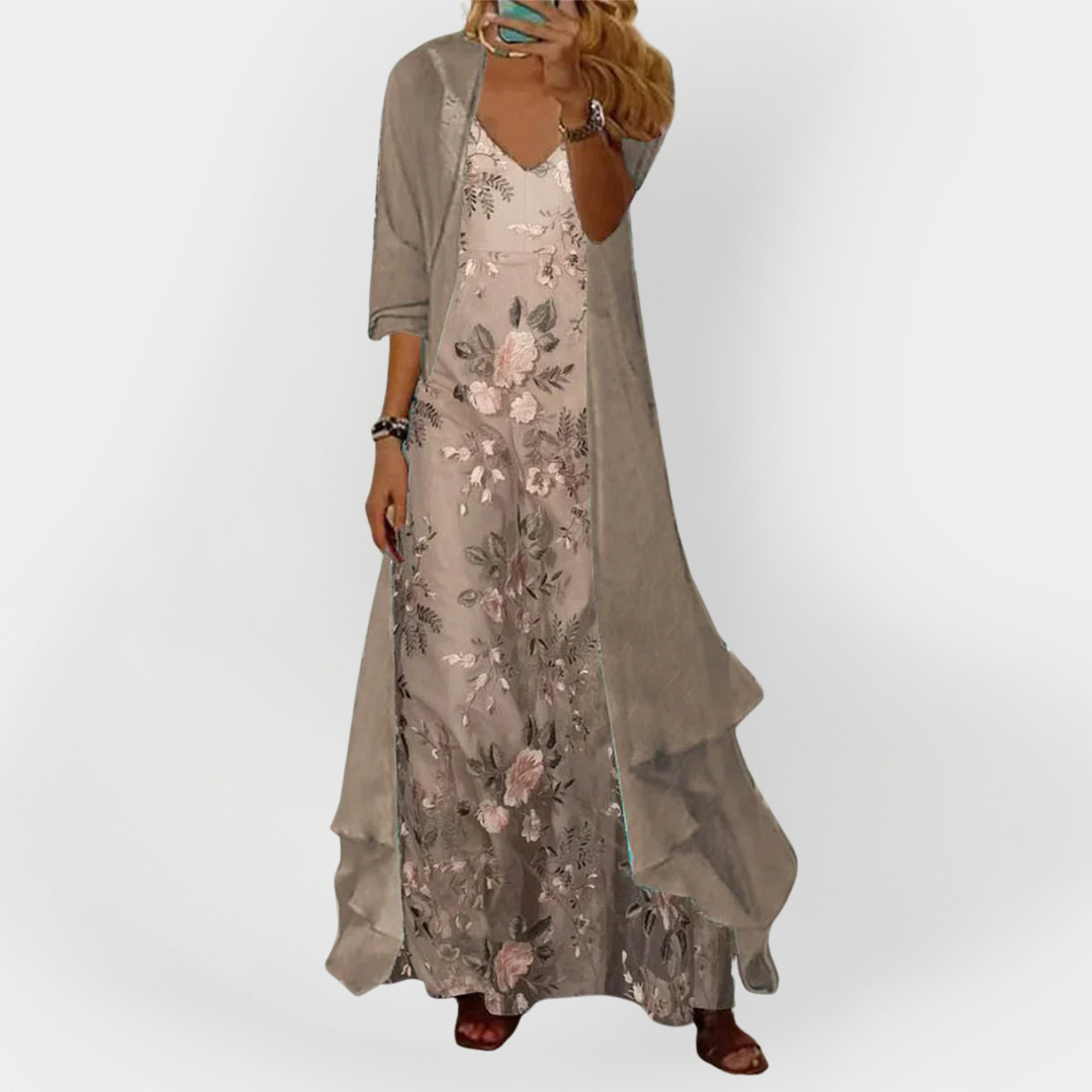 Rochie lungă cu sacou (set din 2 piese)