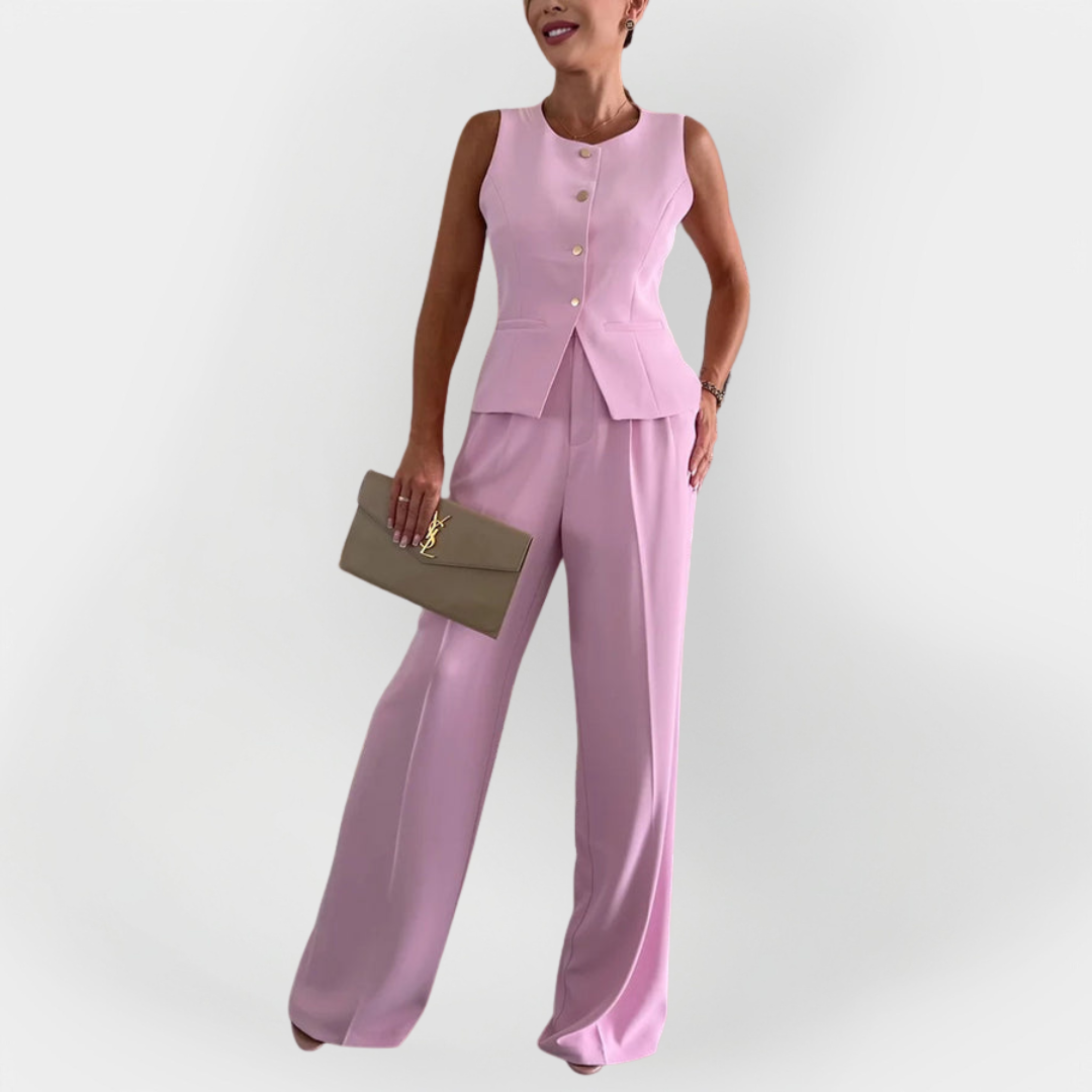 Set Elegant de Pantaloni și Top fără Mâneci