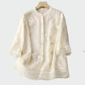 Cotton Blouse with Embroidered Flowers