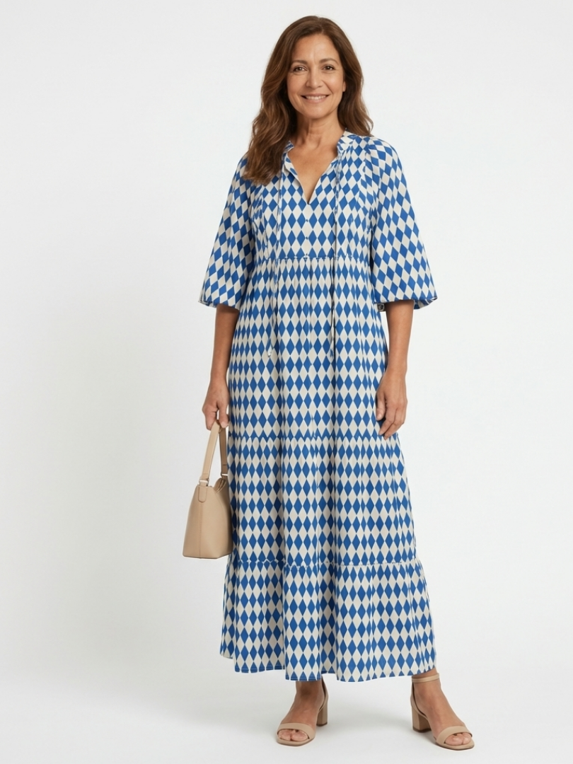 Elodie | Midi Dress with Diamond Print