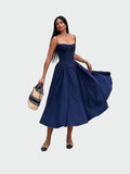 Satino Maxi Dress with Thin Straps