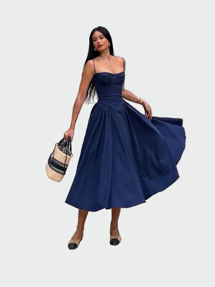 Satino Maxi Dress with Thin Straps