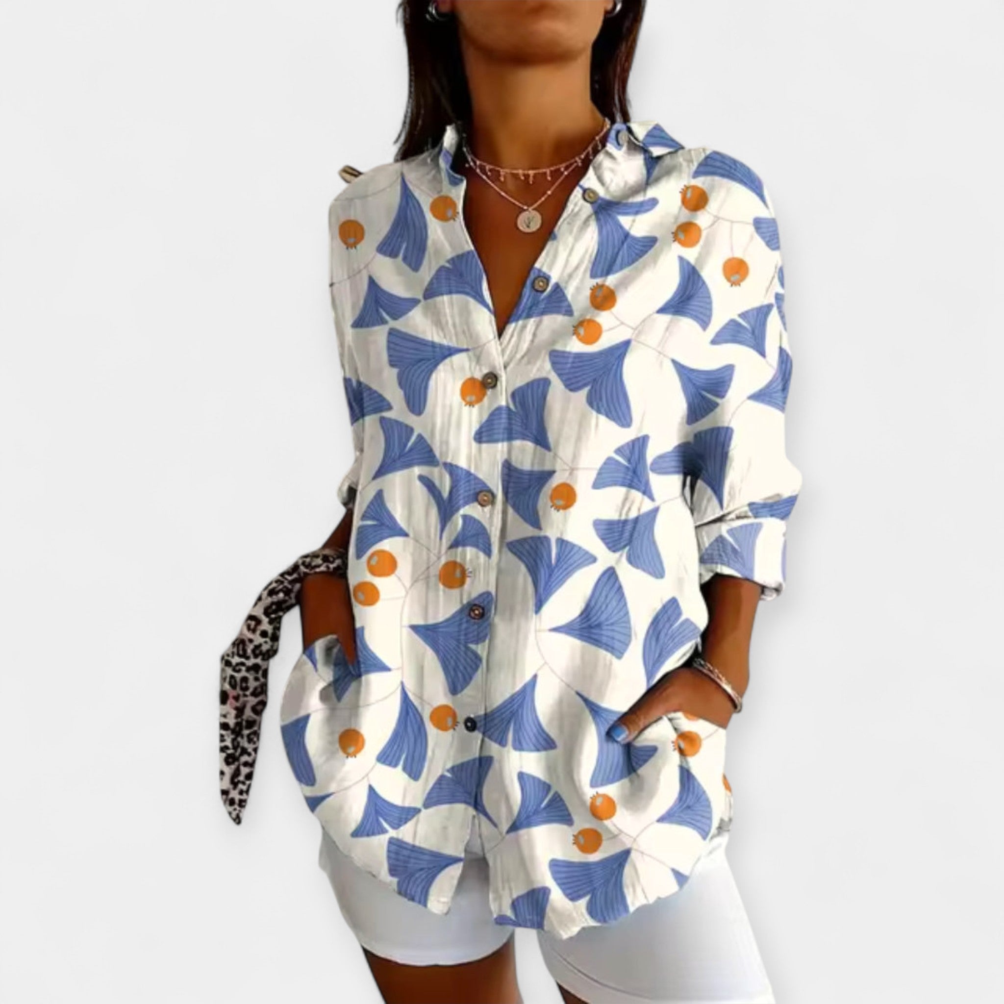 Shirt with Buttons and Floral Pattern