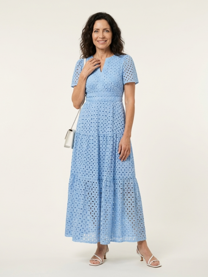 Brielle | Midi Dress with Short Sleeves and V-Neckline