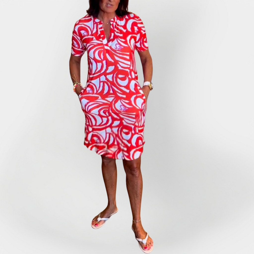 Soft Dress with Pattern and Short Sleeves