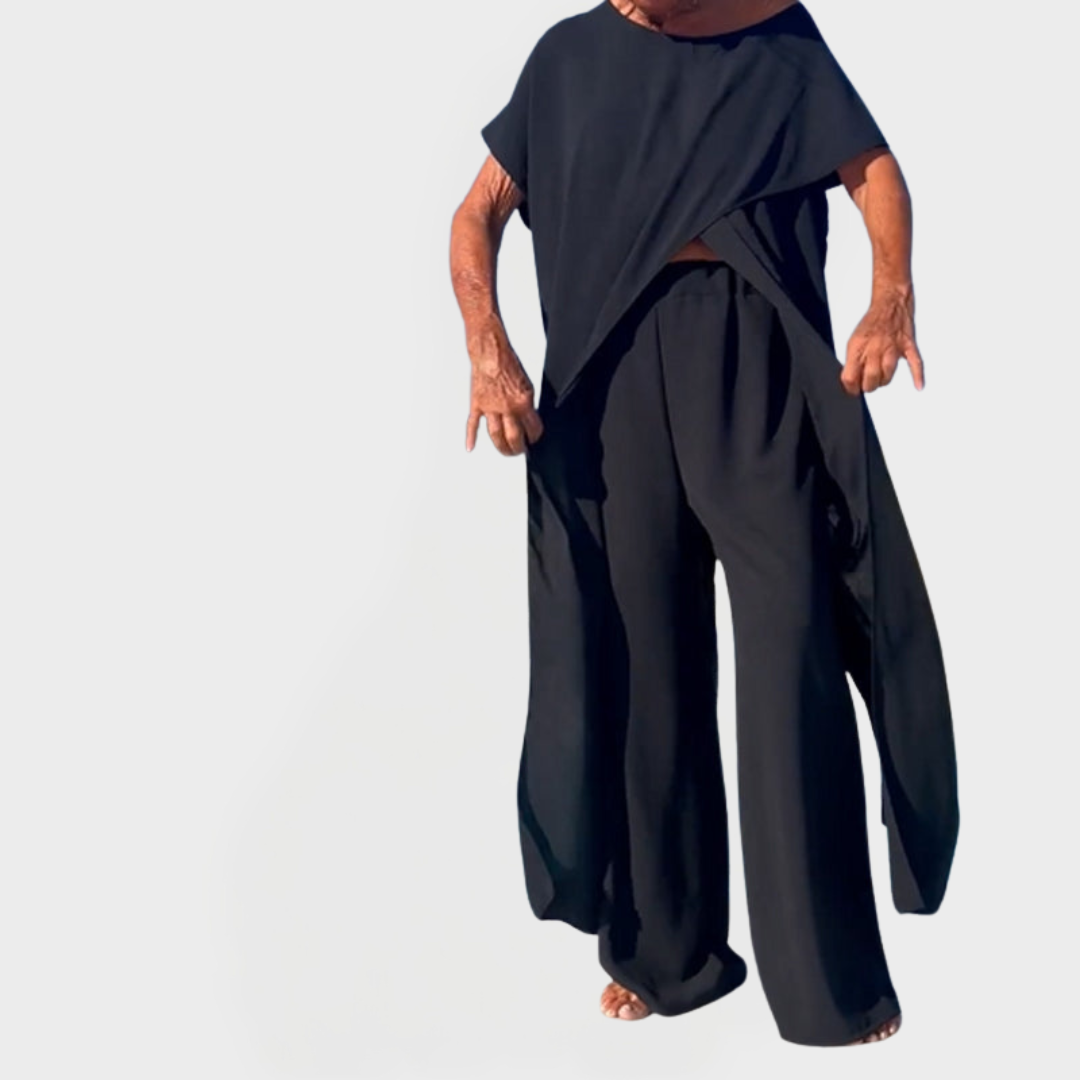 Set cu Cămașă și Pantaloni Uni cu Decolteu