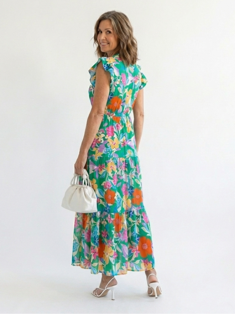 Lila | V-Neck Floral Midi Dress