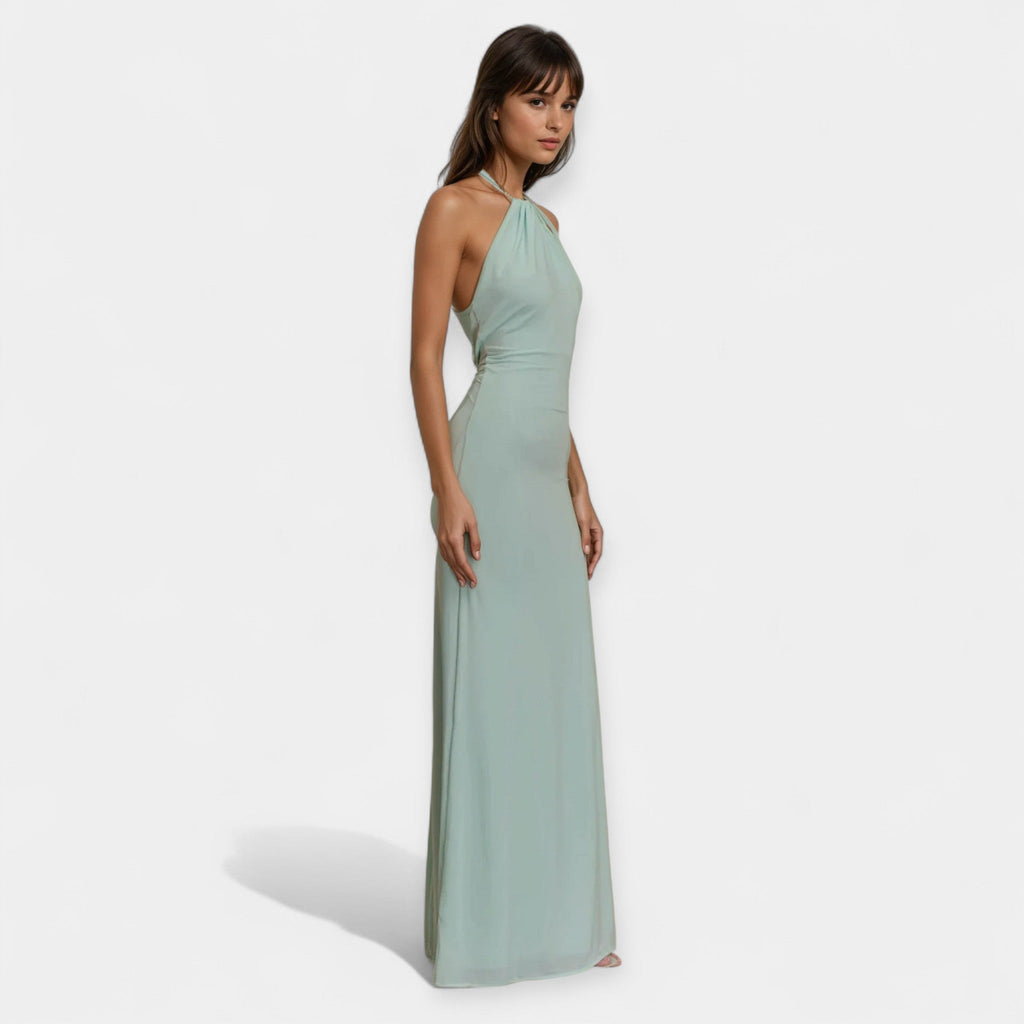 Maxi Dress with Neck Tie and Choker