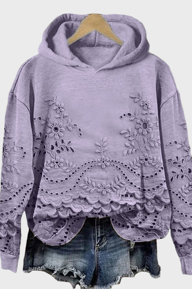 Hooded Top with Lace Green Meadow