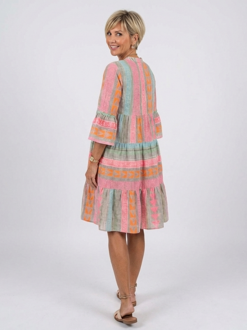 Maelle | Geometric print dress, V-neck, knee-length