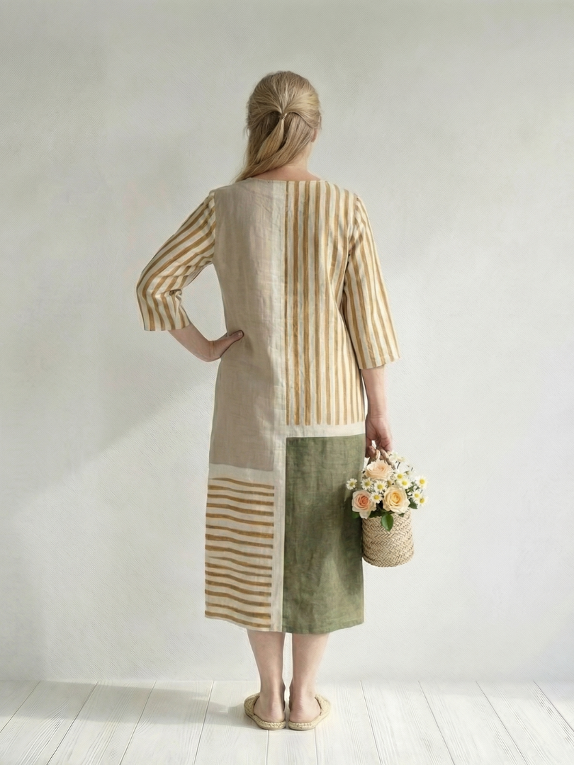 Soren | Rochie Midi cu Dungi Mixte Ușoare