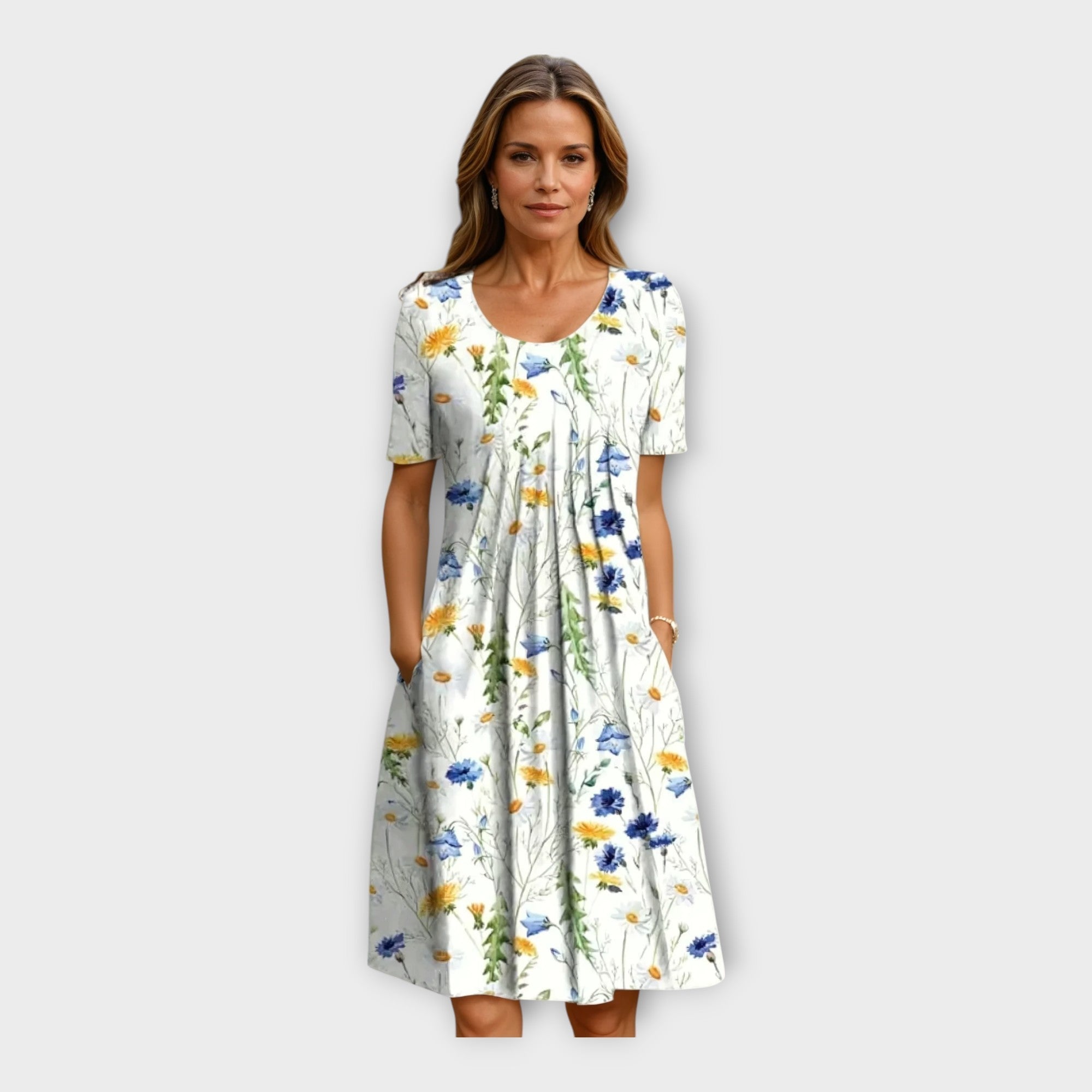 Floral Dress with Short Sleeves