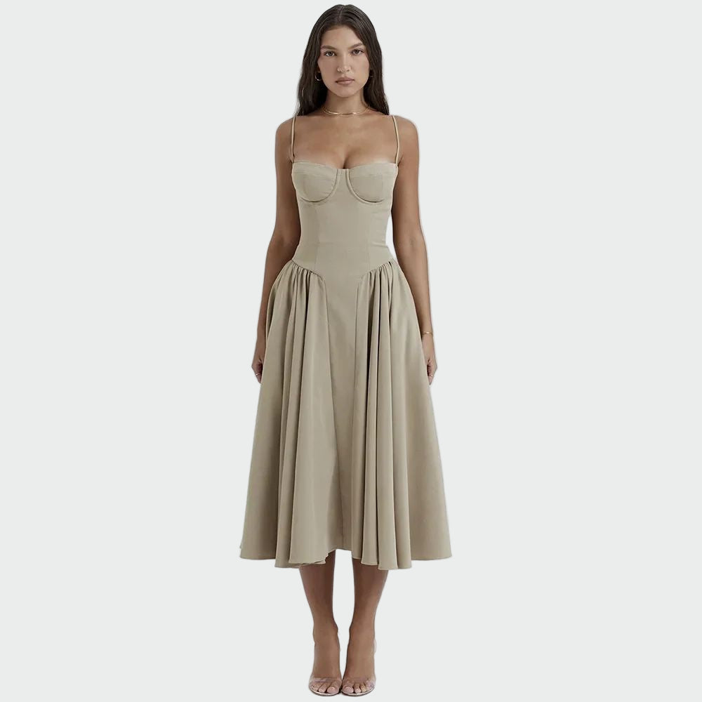 Satino Maxi Dress with Thin Straps