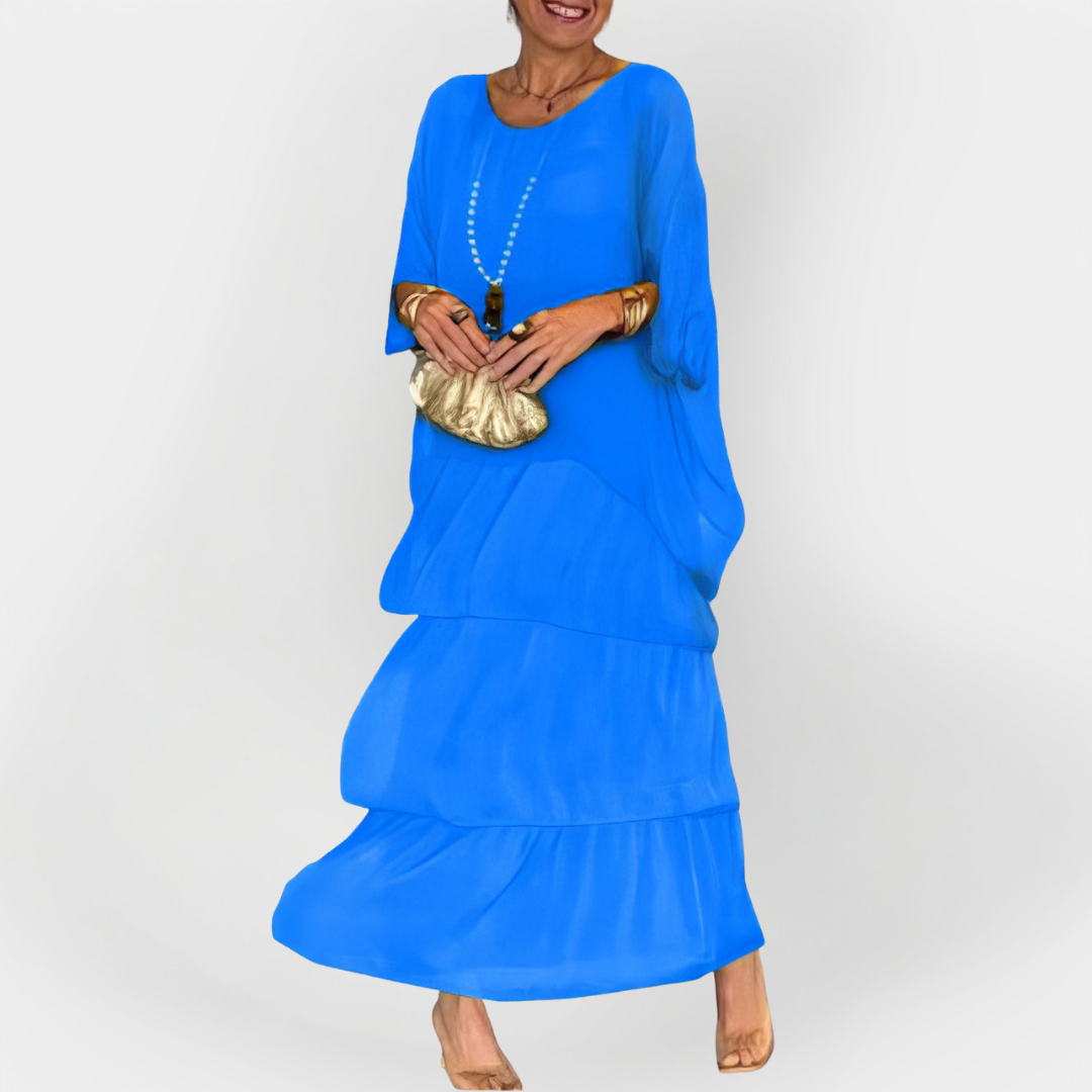 Pleated Dress with Two-Layer Effect