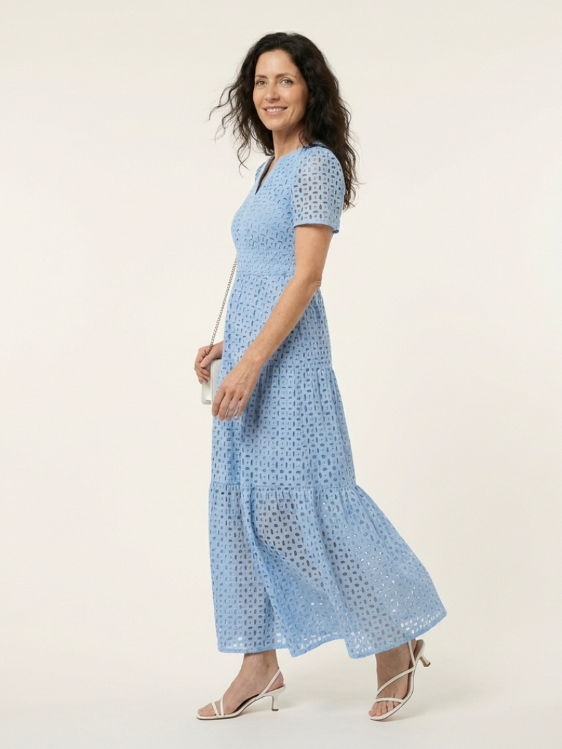 Brielle | Midi Dress with Short Sleeves and V-Neckline