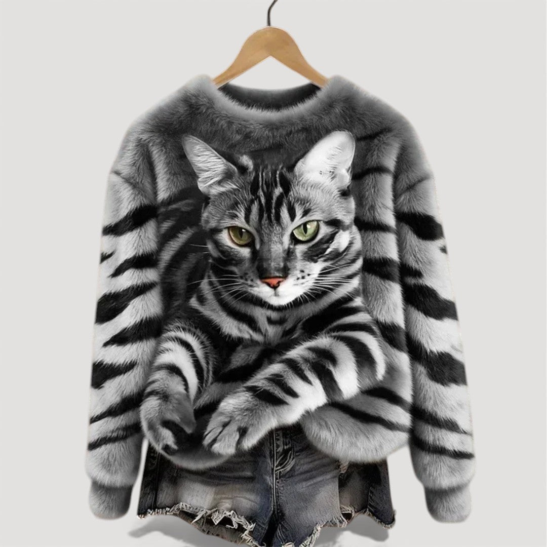 Clara™ | Warm sweater with feline detail