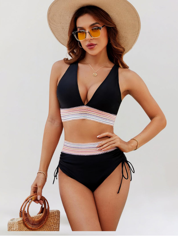 Bikini set with belly support system and high waist