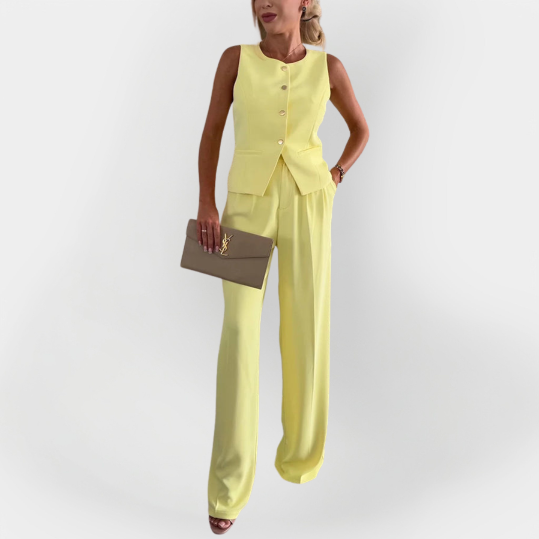 Set Elegant de Pantaloni și Top fără Mâneci