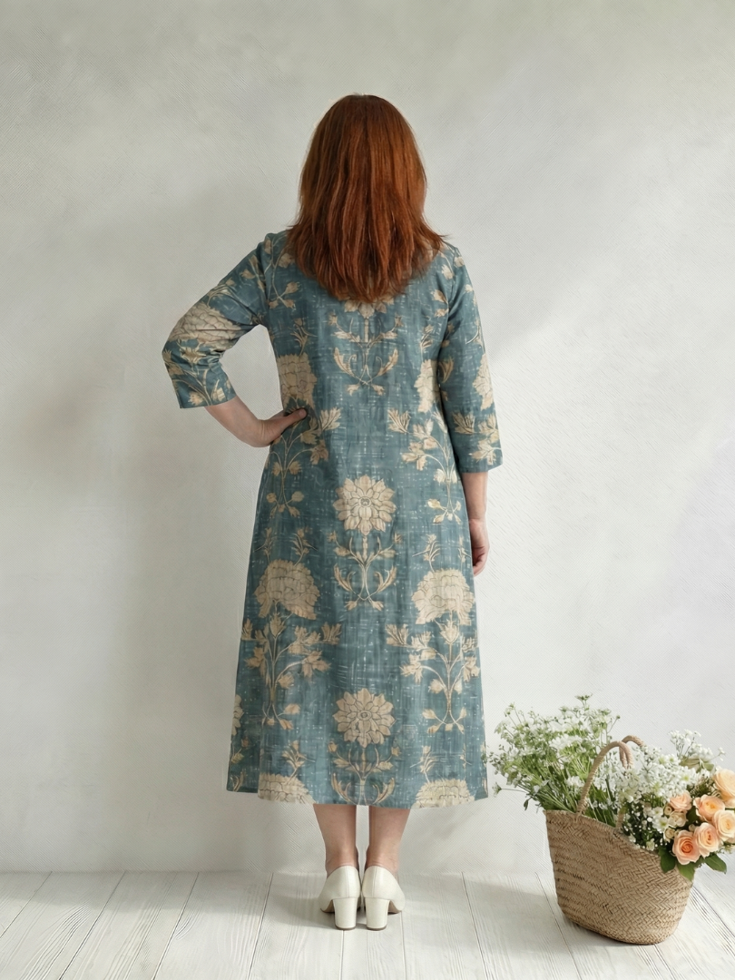Skye | Rochie Midi Floral cu Formă Blândă