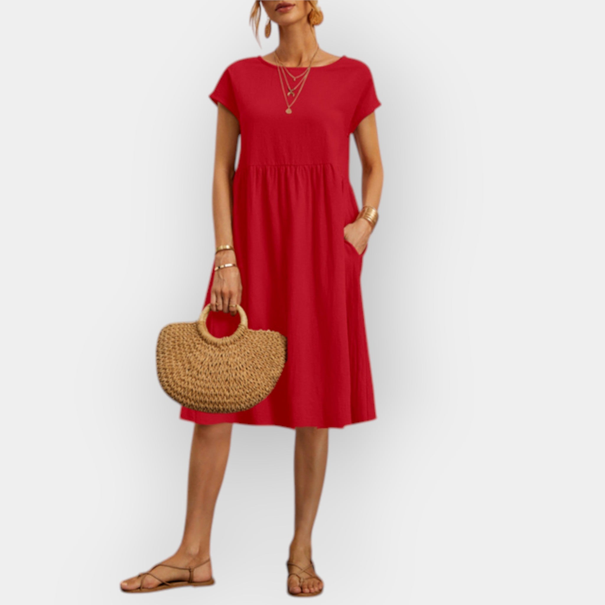 Rochie Midi cu Linii Minimaliste