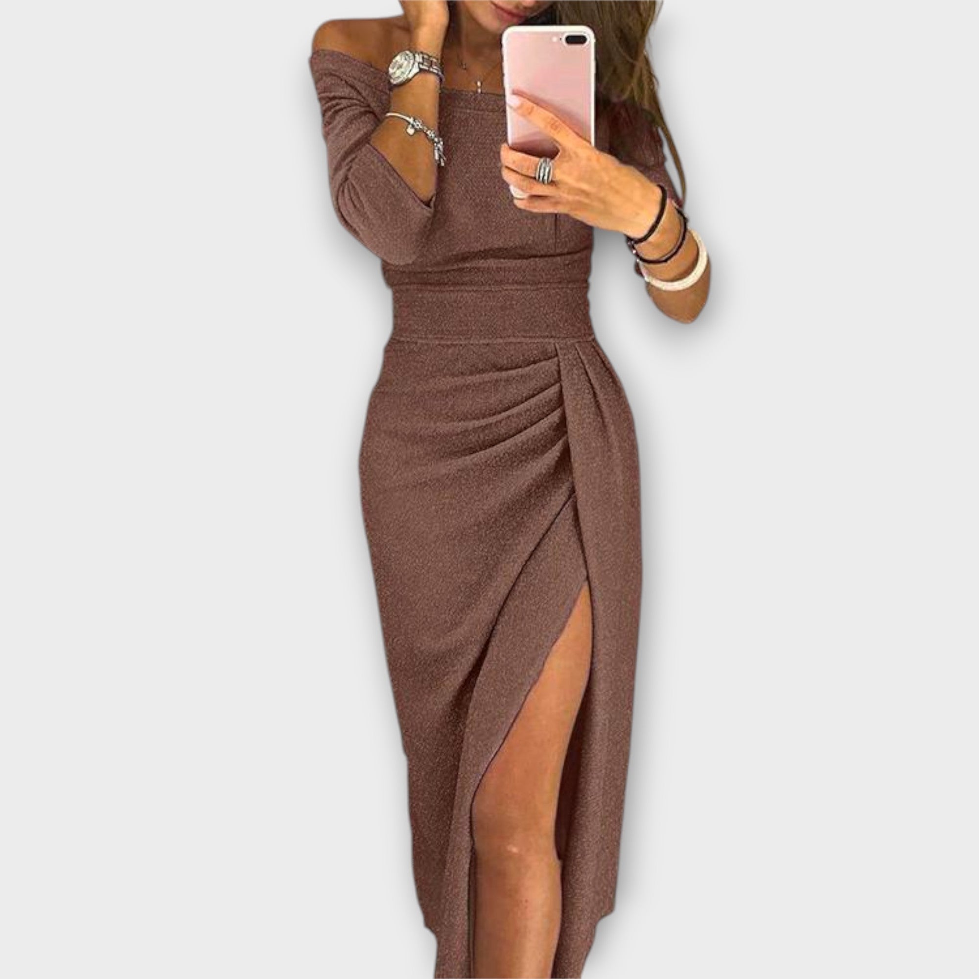 Lena - Rochie Elegantă Fără Umeri