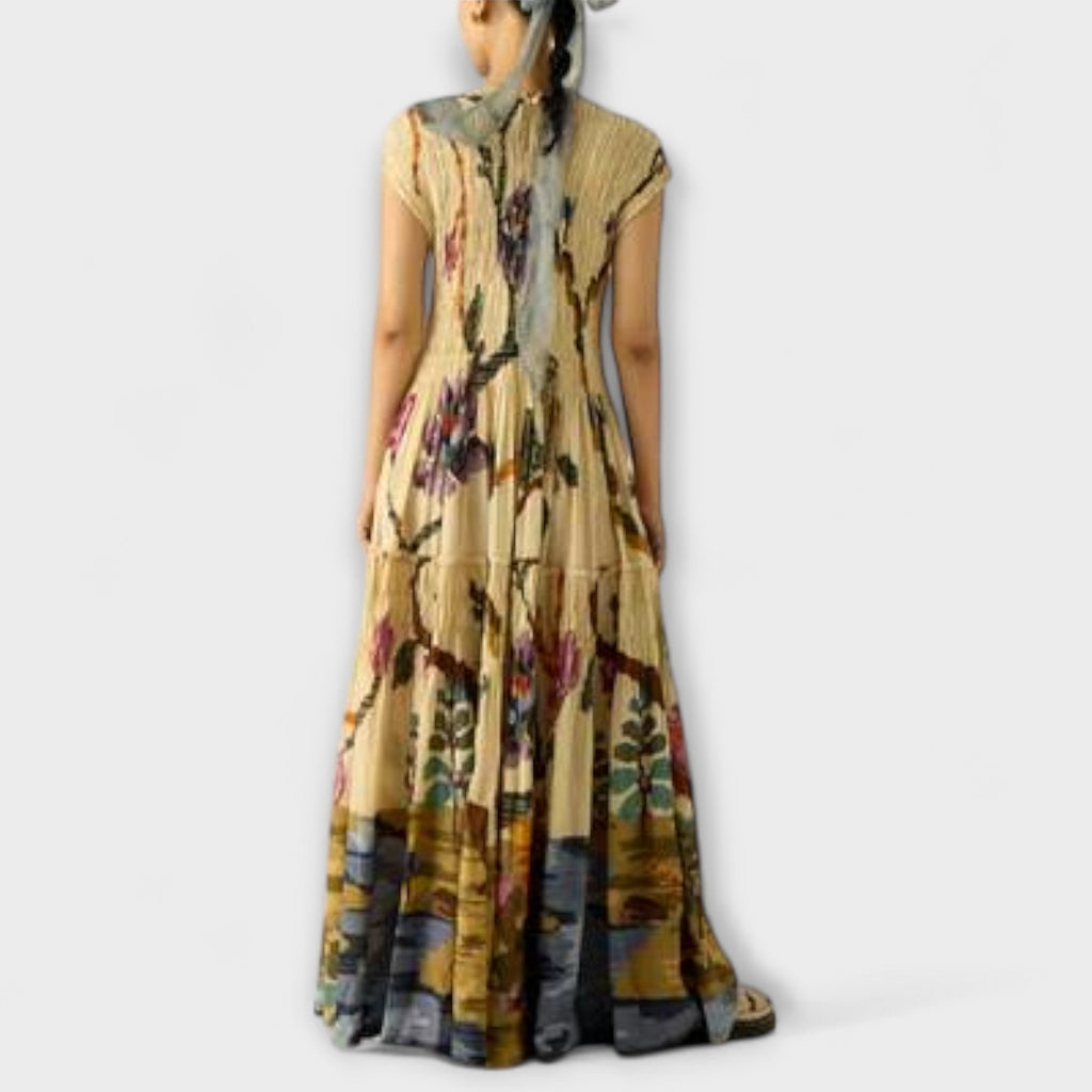 Pleated Dress with Print