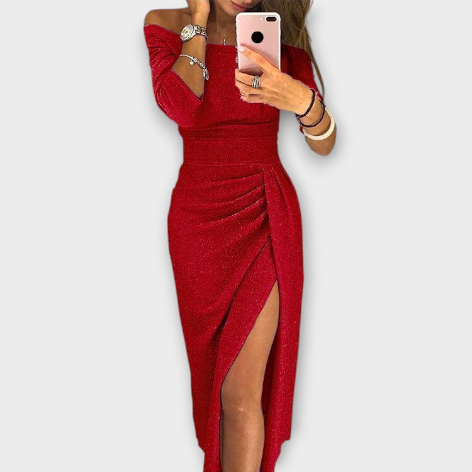 Lena - Rochie Elegantă Fără Umeri