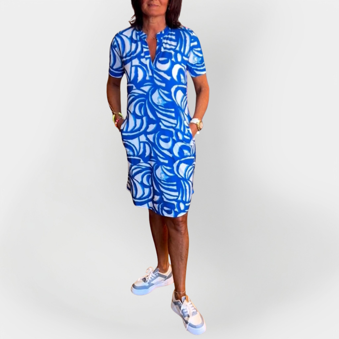 Rochie moale cu model și mânecă scurtă