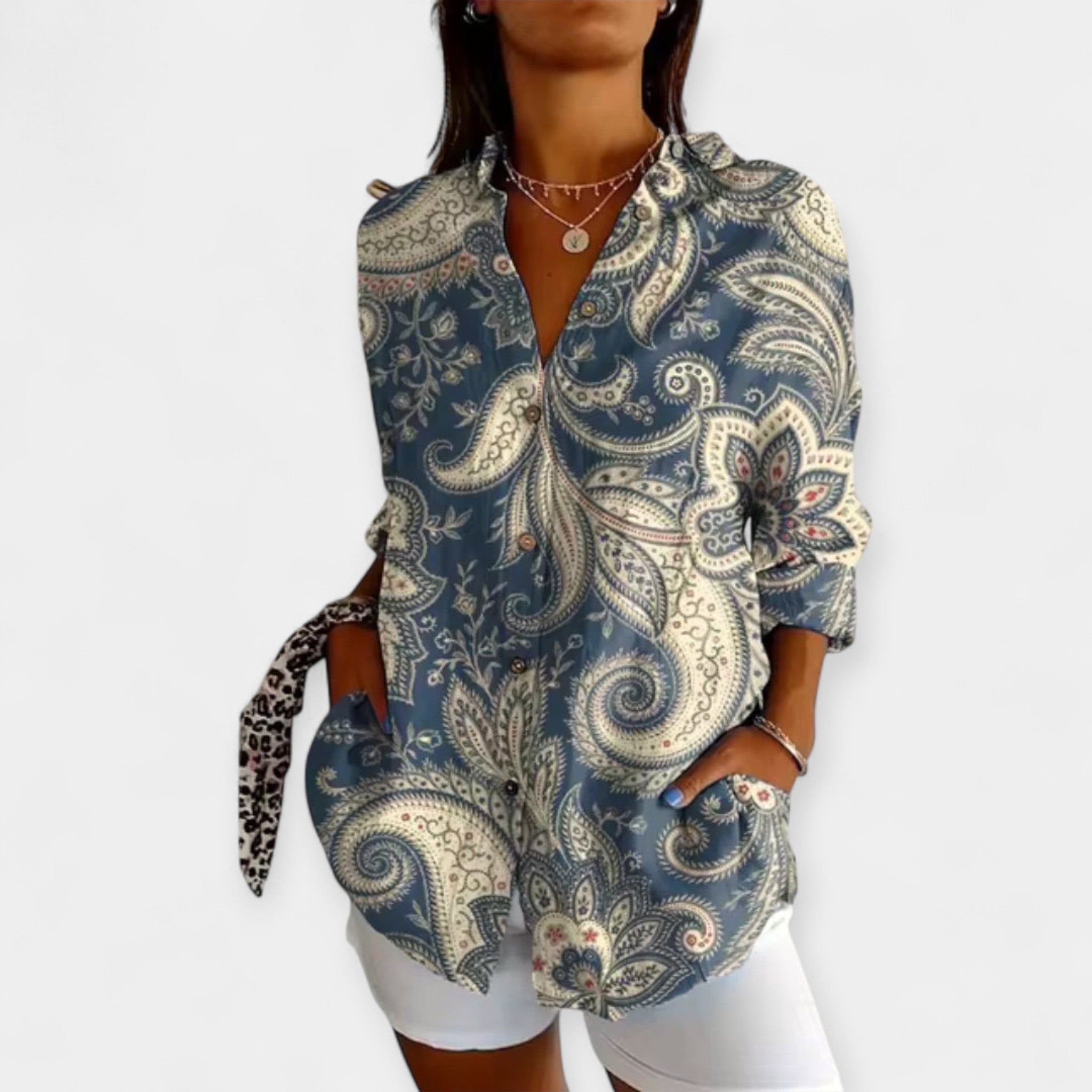 Shirt with Buttons and Floral Pattern