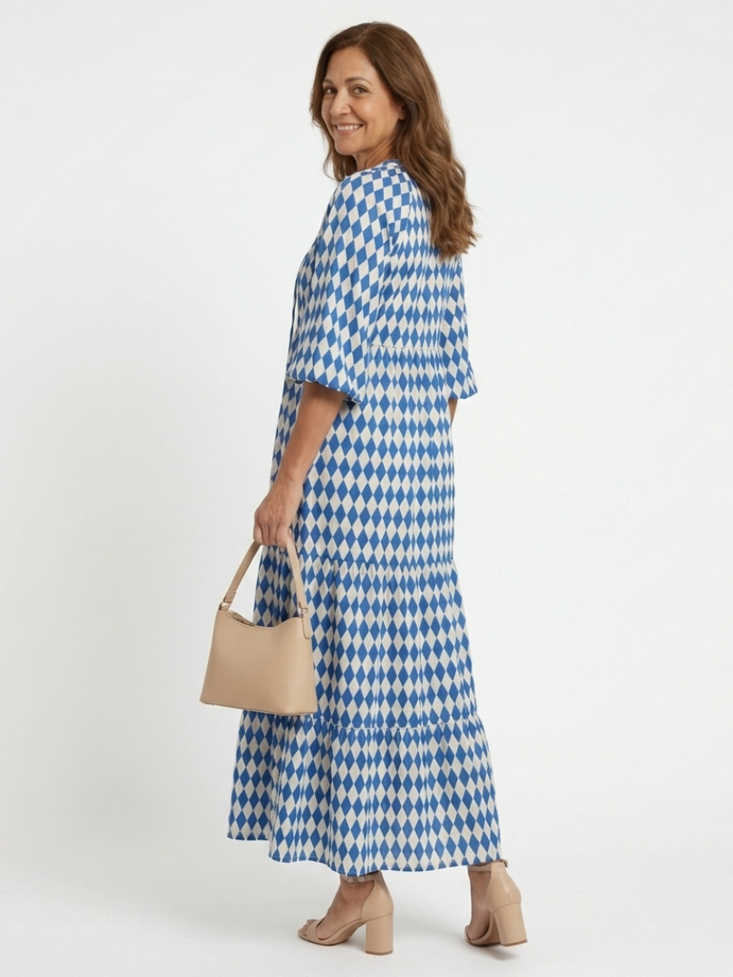 Elodie | Midi Dress with Diamond Print